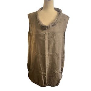 BRYN WALKER Linen Bubble Hem Cowl Neck Sleeveless Dress